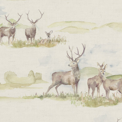 Voyage Maison Morrland Stag Printed Linen Fabric in Natural
