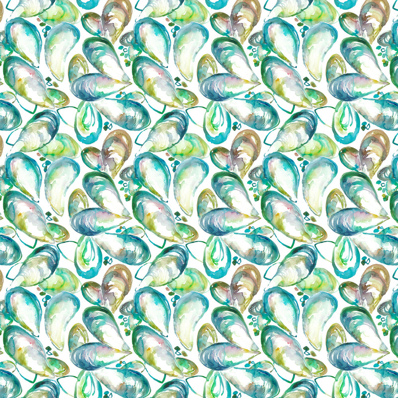 Voyage Maison Mussel Shells Printed Cotton Fabric in Kelpie