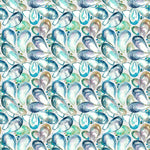 Voyage Maison Mussel Shells Printed Cotton Fabric in Marine