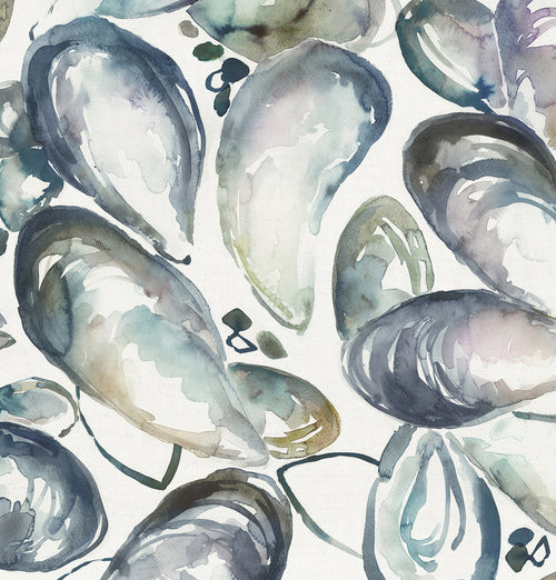 Voyage Maison Mussel Shells Printed Cotton Fabric in Slate