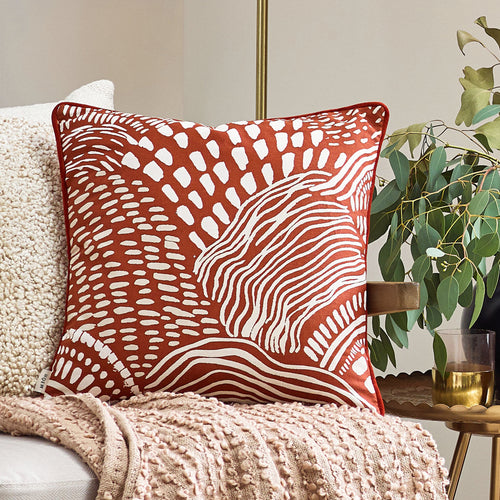 HÖEM Nola Abstract Piped Cushion Cover in Chestnut