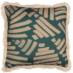 Paoletti Oromo Fringed Cushion Cover in Green