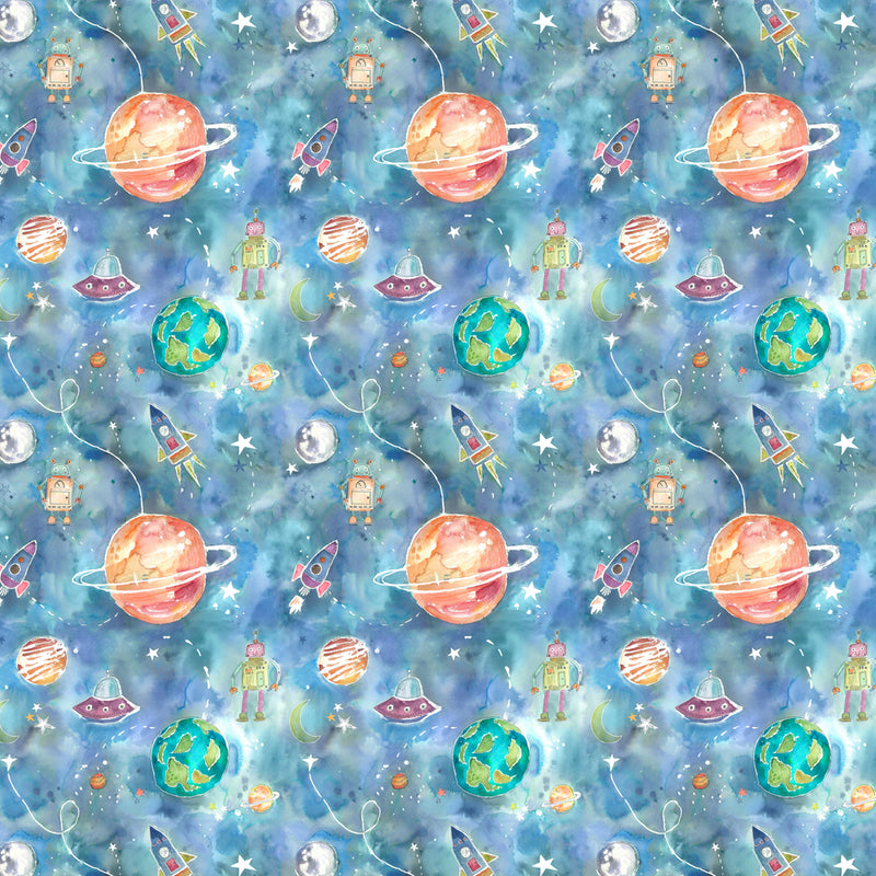 Voyage Maison Out Of This World Printed Cotton Fabric in Sky