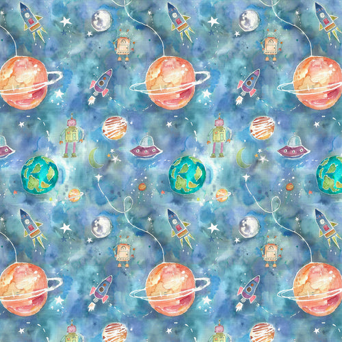 Voyage Maison Out Of This World Printed Cotton Fabric in Sky