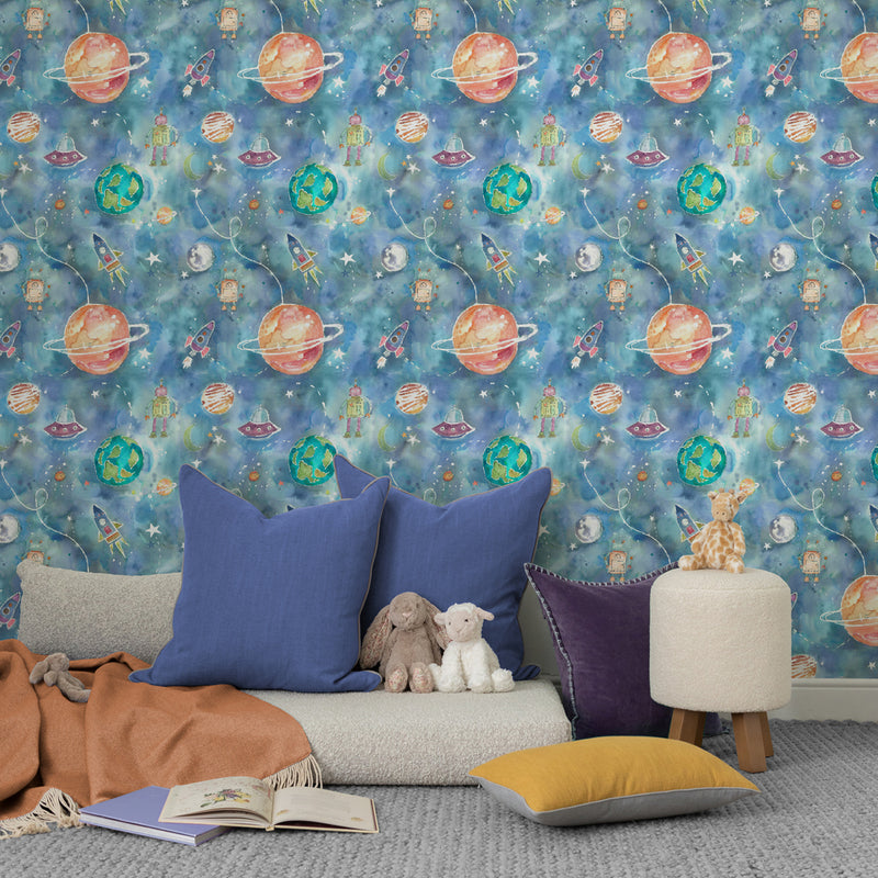 Voyage Maison Out Of This World 1.4m Wide Width Wallpaper in Sky