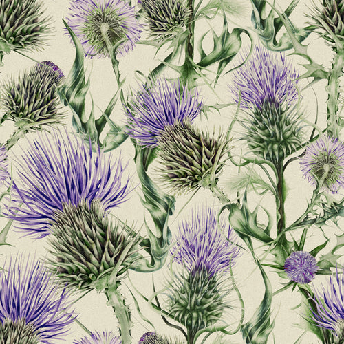 Marie Burke Penton Printed Cotton Fabric in Damson/Natural