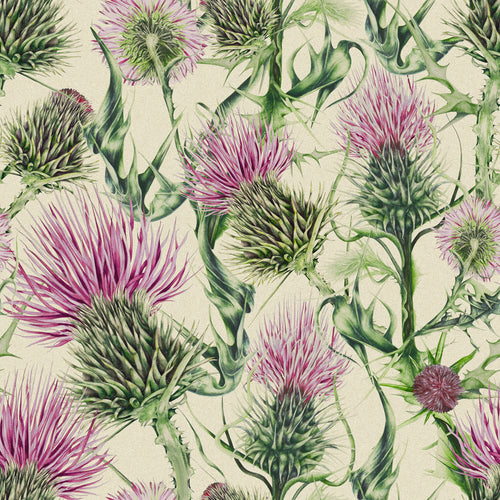 Marie Burke Penton Printed Cotton Fabric in Fuchsia/Natural