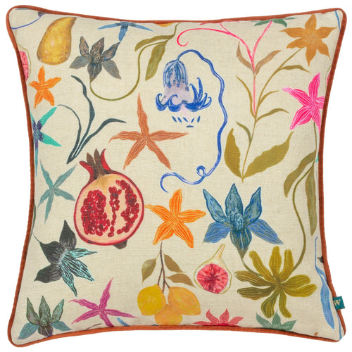Floral Multi Cushions - Pomona Floral Piped Cushion Cover Multicolour Wylder Tropics