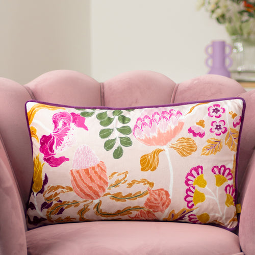 furn. Protea Printed Abstract Cushion Cover in Pink