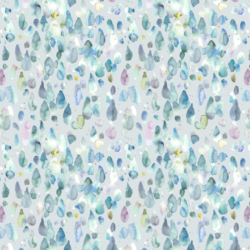 Voyage Maison Raindrops Printed Cotton Fabric in Pacific