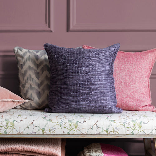 Additions Rainfall Embroidered Cushion Cover in Aubergine