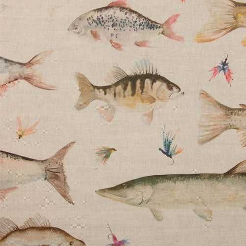 Voyage Maison River Fish Large Printed Linen Fabric in Natural