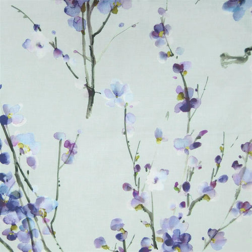Voyage Maison Saville Printed Cotton Fabric in Violet/Duck Egg