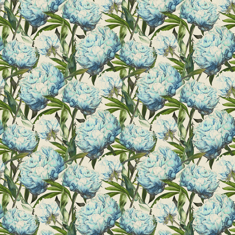 Marie Burke Sennen Printed Cotton Fabric in Bluebell/Natural