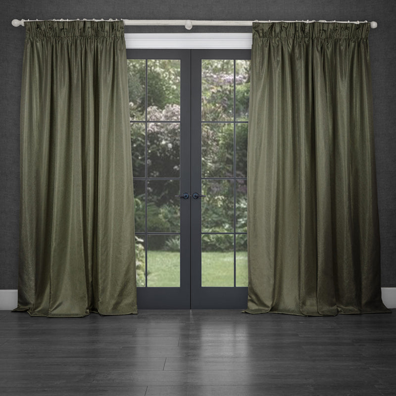 Voyage Maison Sereno Woven Pencil Pleat Curtains in Grass
