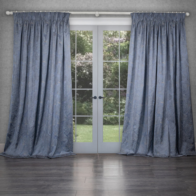 Voyage Maison Sitara Embroidered Pencil Pleat Curtains in Sapphire