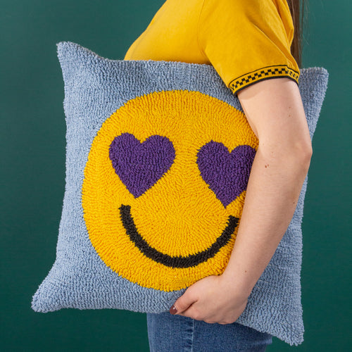 heya home Smile Knitted Cushion Cover in Purple Power