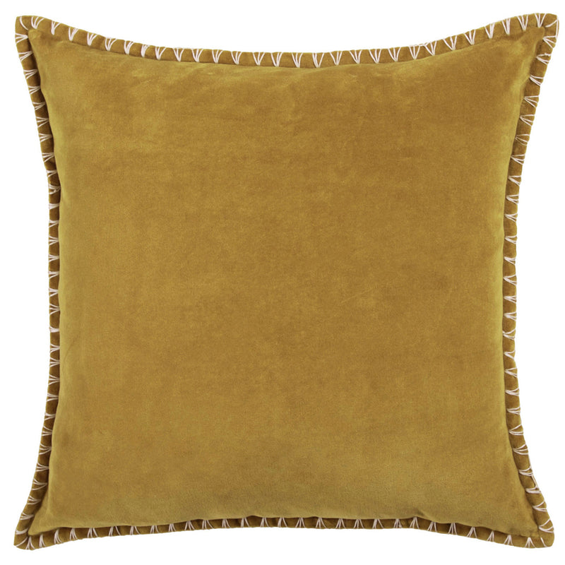 Additions Stitch Embroidered Cushion Cover in Mustard