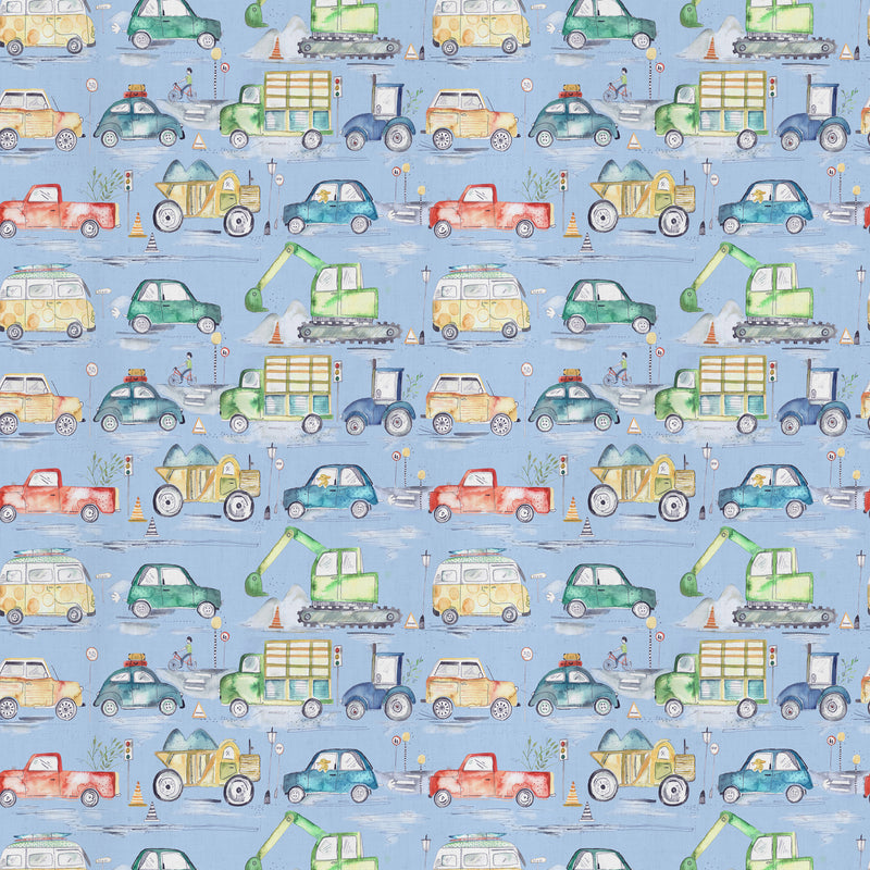 Voyage Maison Traffic Jam Printed Cotton Fabric in Sky
