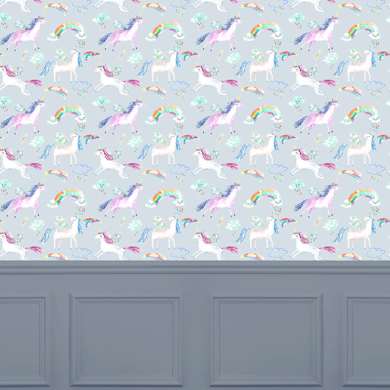 Voyage Maison Unicorn Dance 1.4m Wide Width Wallpaper in Stone