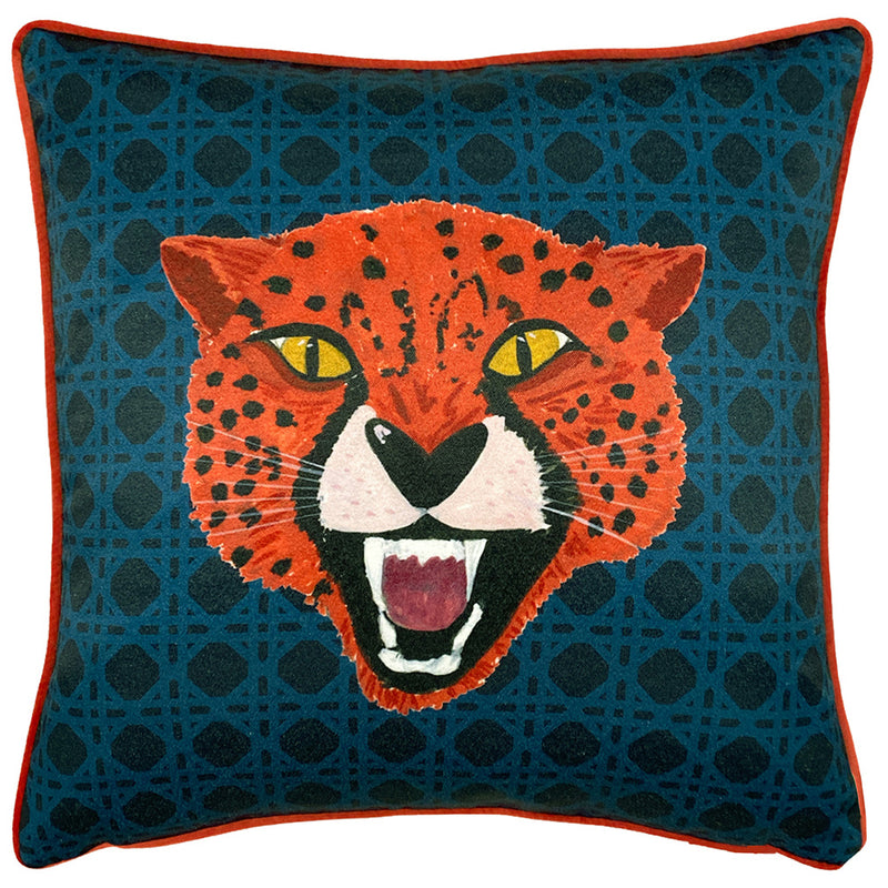 furn. Untamed Cheetah Cushion Cover in Blue