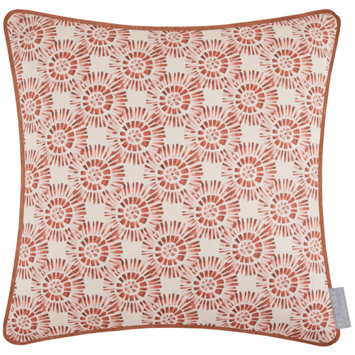 Geometric Orange Cushions - Vali Printed Piped Feather Filled Cushion Terracotta Voyage Maison