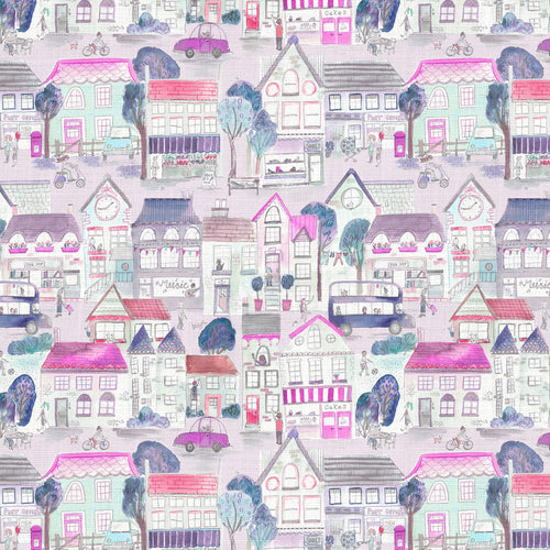 Voyage Maison Village Streets Printed Cotton Fabric in Blossom