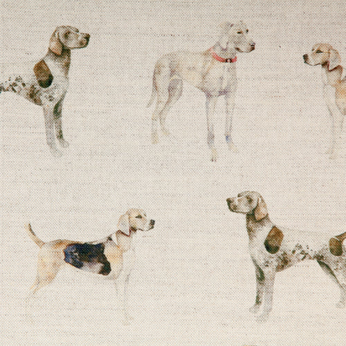 Voyage Maison Walkies Printed Linen Fabric in Natural