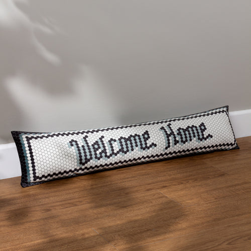 furn. Mosaic Message Welcome Draught Excluder in Ivory/Black