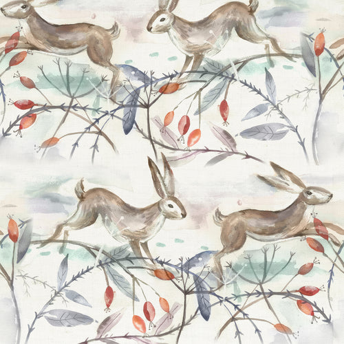 Voyage Maison Winter Hares Printed Oil Cloth Fabric (By The Metre) in Natural