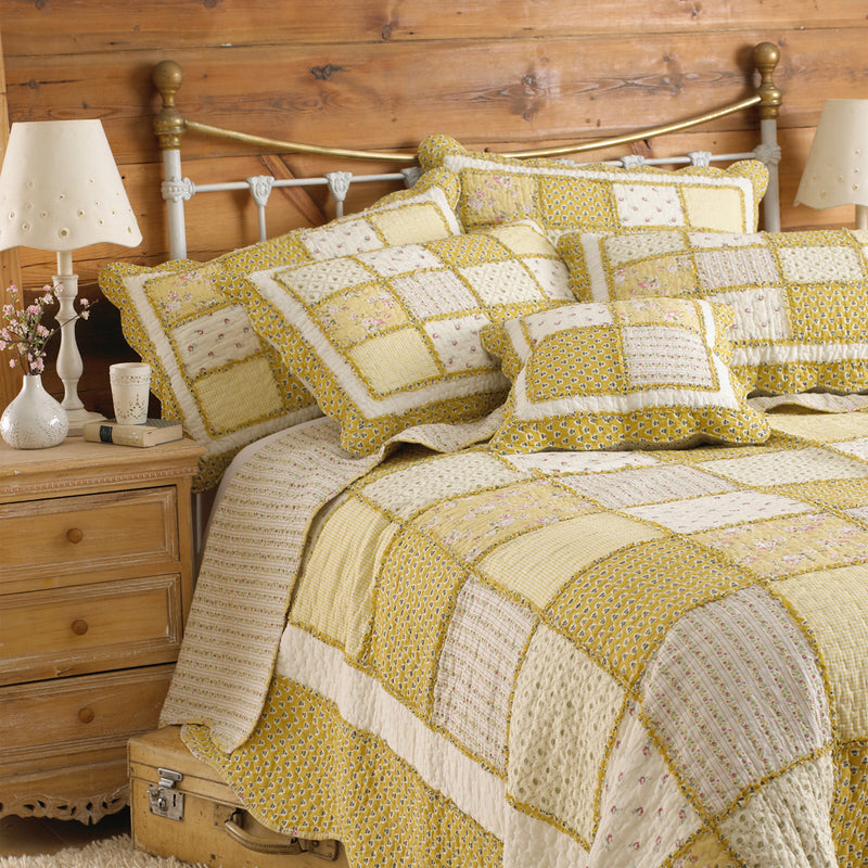 Honeybee Patchwork Bedspread Yellow