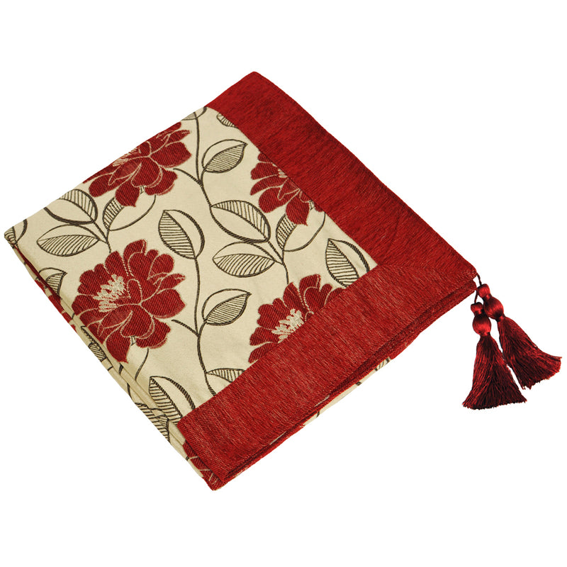 Mayflower Floral Jacquard Throw Red