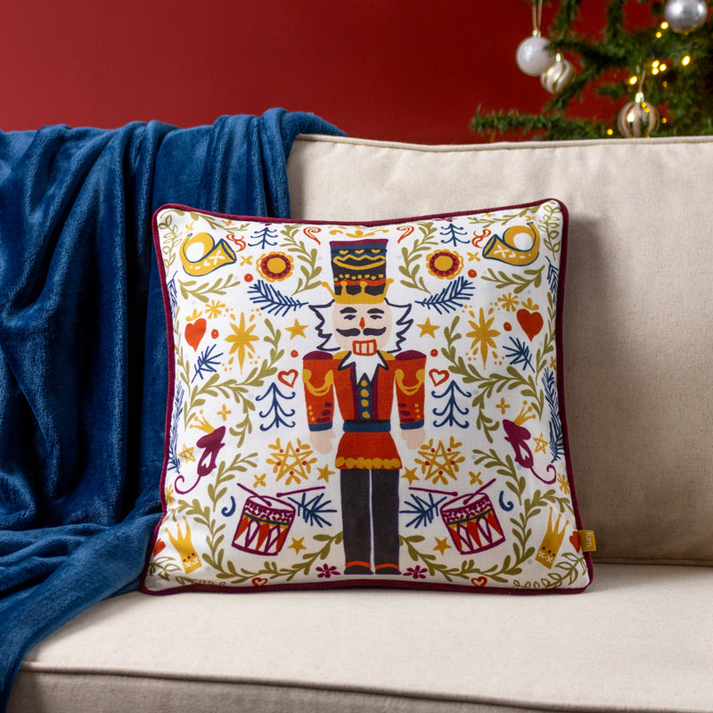 furn. Nutcracker Christmas Cushion Cover in Multicolour