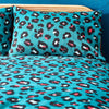 Leopard Print Duvet Cover Set Teal/Coral