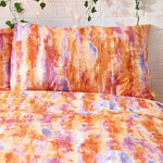 Style Lab Tie Dye Abstract Duvet Cover Set in Tangerine/Lavender