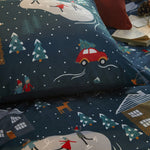 furn. Winter Pines Pyjama Fleece Christmas Duvet Cover Set in Navy