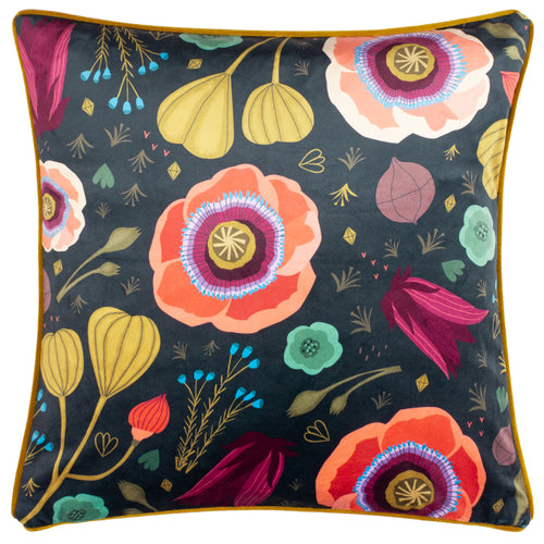 Kate Merritt Bright Blooms Illustrated Cushion Cover in Midnight