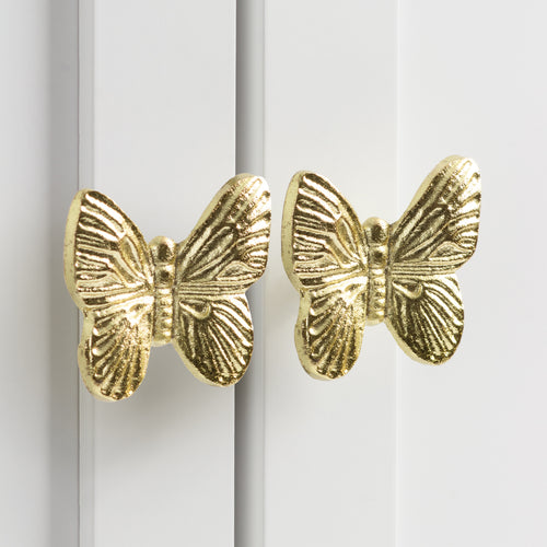  Accessories - Butterfly Set of 4 Drawer Knobs Antique Gold Wylder Nature
