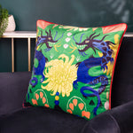 Kate Merritt Dragons Illustrated Cushion Cover in Emerald