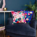 Kate Merritt Floral Collage Illustrated Cushion Cover in Fuchsia