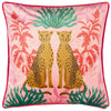Kate Merritt Leopards Illustrated Cushion Cover in Pink