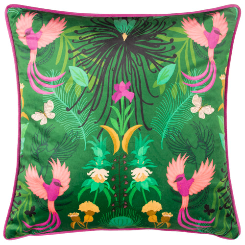 Kate Merritt Maximalist Illustrated Cushion Cover in Emerald/Fuchsia