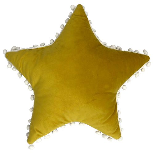 little furn. Star Pom Pom Kids Ready Filled Cushion in Yellow/White
