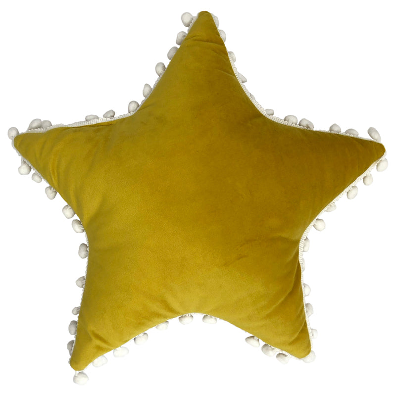 little furn. Star Pom Pom Kids Ready Filled Cushion in Yellow/White