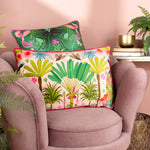 Kate Merritt Tropical Peacock Illustrated Cushion Cover in Pink