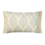 Paoletti Tulsa Printed Fringed Cushion Cover in Silver/Natural
