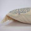 Paoletti Tulsa Printed Fringed Cushion Cover in Silver/Natural