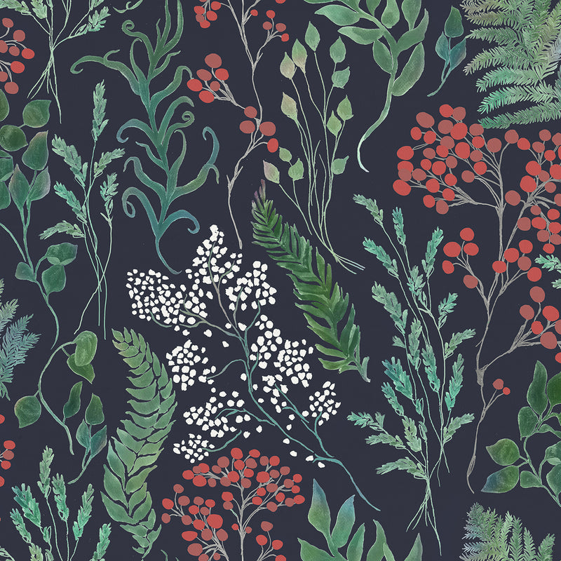 Voyage Maison Aileana Berry Printed Oil Cloth Fabric (By The Metre) in Midnight