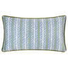 Wylder Nature Albera Stripe Piped Velvet Cushion Cover in French Blue