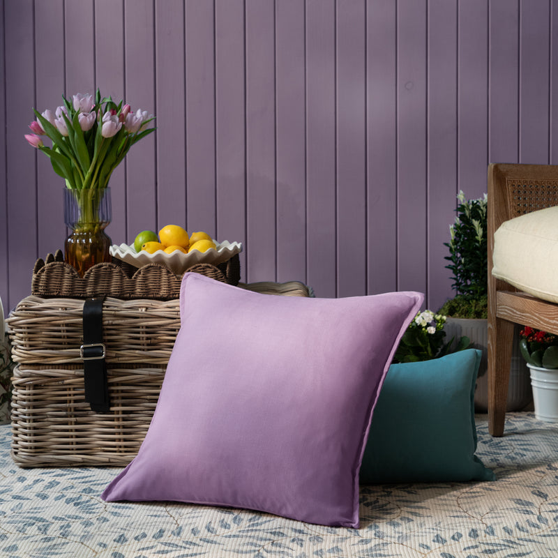 Plain Purple Cushions - Alfresco Outdoor Square Oxford Polyester Filled Cushion Heather Voyage Maison